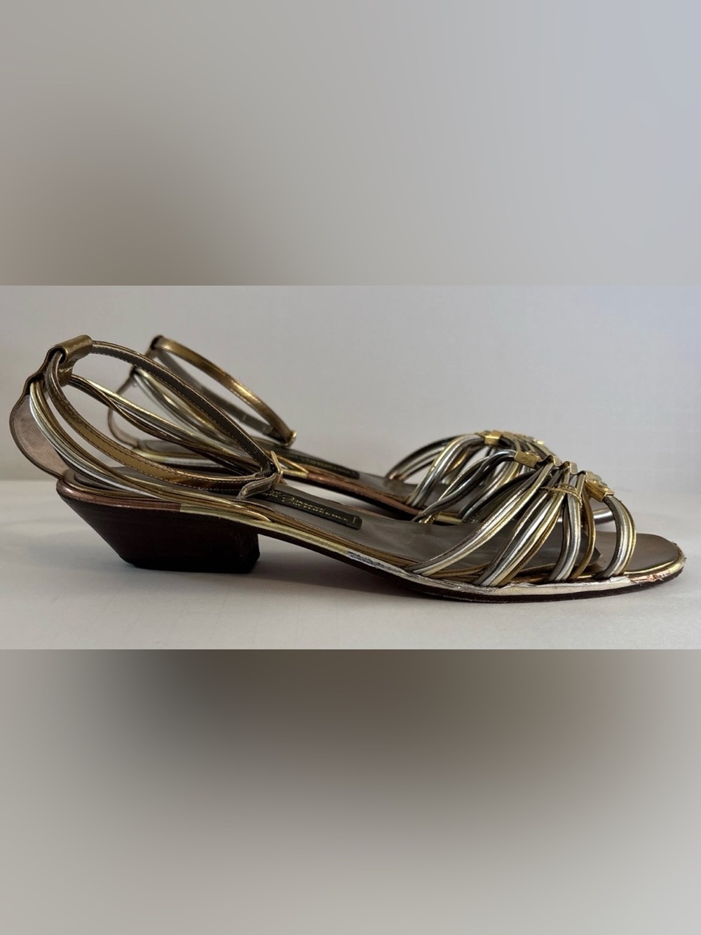Sesto Meucci Womens Metallic Leather‎ Strappy Georgie Sandals Gold Size 8 US
